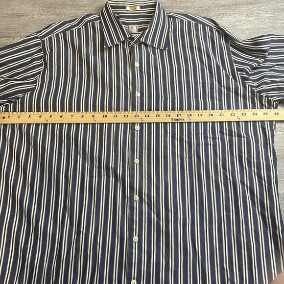 Peter Millar Navy Striped Button Down long sleeve Shirt Sz XL - Picture 4 of 7